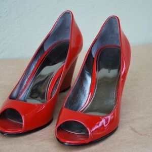 Red Patent Leather Wedges